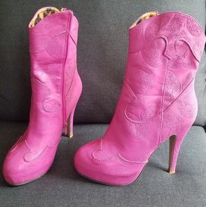Iron Fist hot pink cowboy pump boots